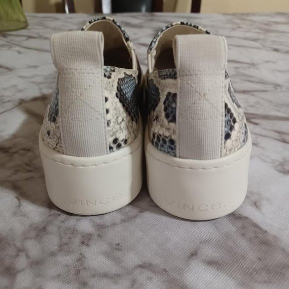 LIKE NEW Vince Saxon Snakeskin-Embossed Leather Platform Sneakers Size 5.5 - Picture 3 of 6